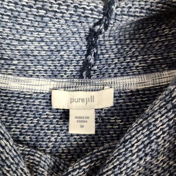 Pure Jill Heathered Blue Cowl Neck Sweater Cotton Blend Size M - Picture 2 of 16